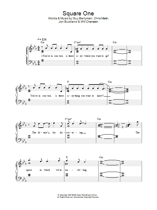 Coldplay Square One sheet music notes and chords. Download Printable PDF.