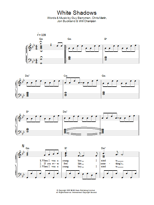 Coldplay White Shadows sheet music notes and chords. Download Printable PDF.