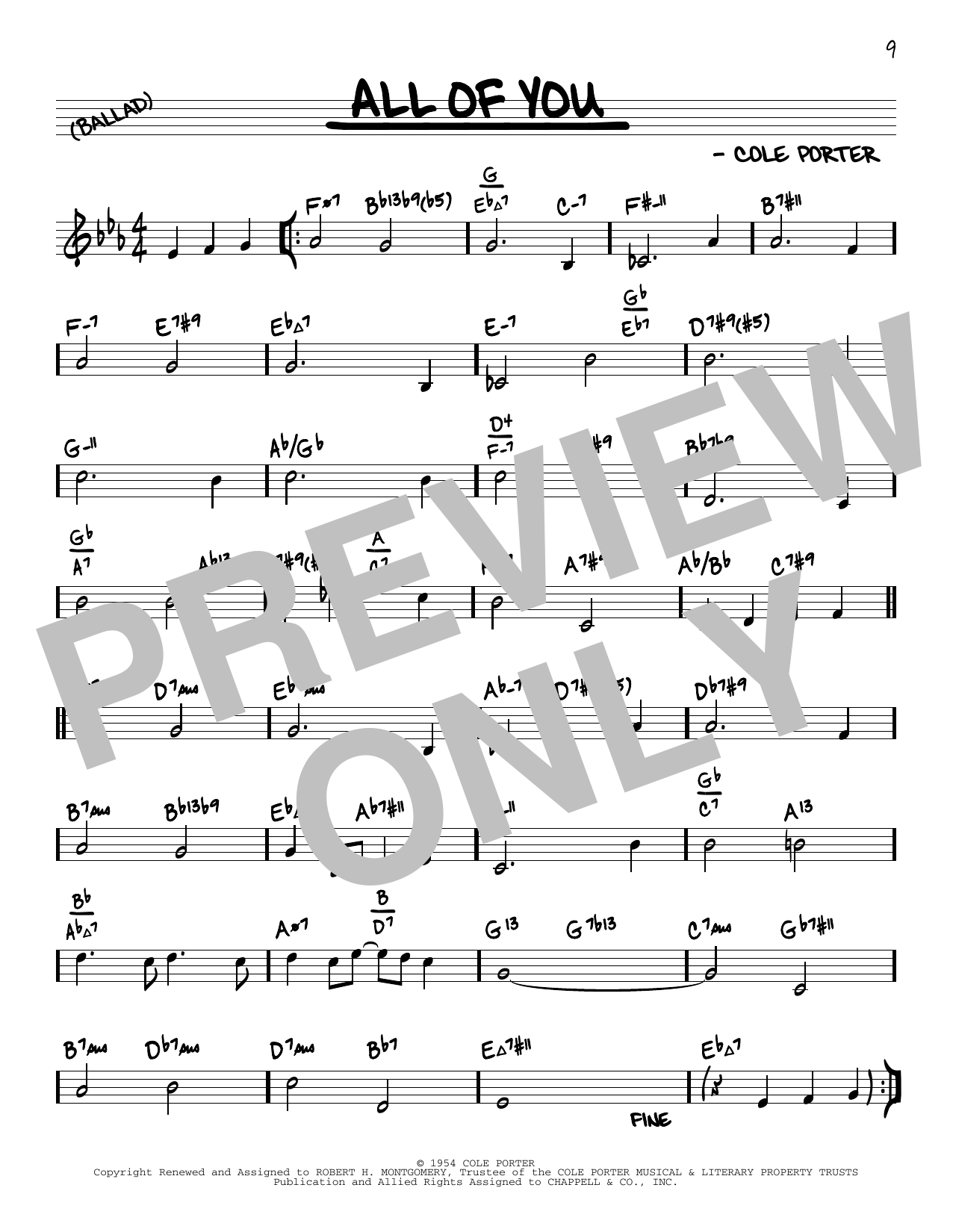Learn to play Cole Porter All Of You (arr. David Hazeltine) sheet music for Real Book – Enhanced Chords in minutes. Price: 5.9900$ Cole Porter All Of You (arr. David Hazeltine) sheet music notes and chords arranged for Real Book – Enhanced Chords