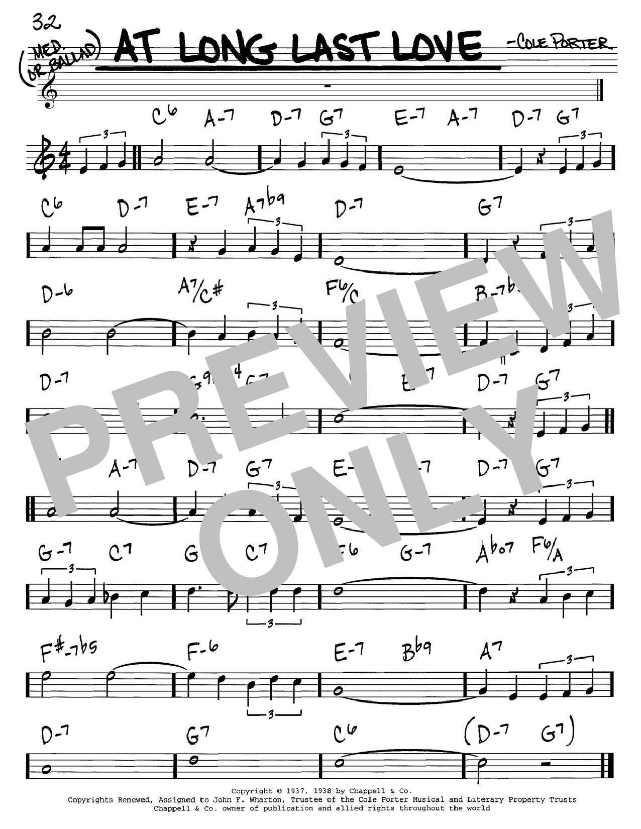 Cole Porter At Long Last Love Sheet Music Pdf Notes Chords Jazz Score Real Book Melody Chords C Instruments Download Printable Sku 60527