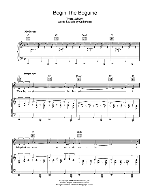 Cole Porter Begin The Beguine sheet music notes and chords. Download Printable PDF.