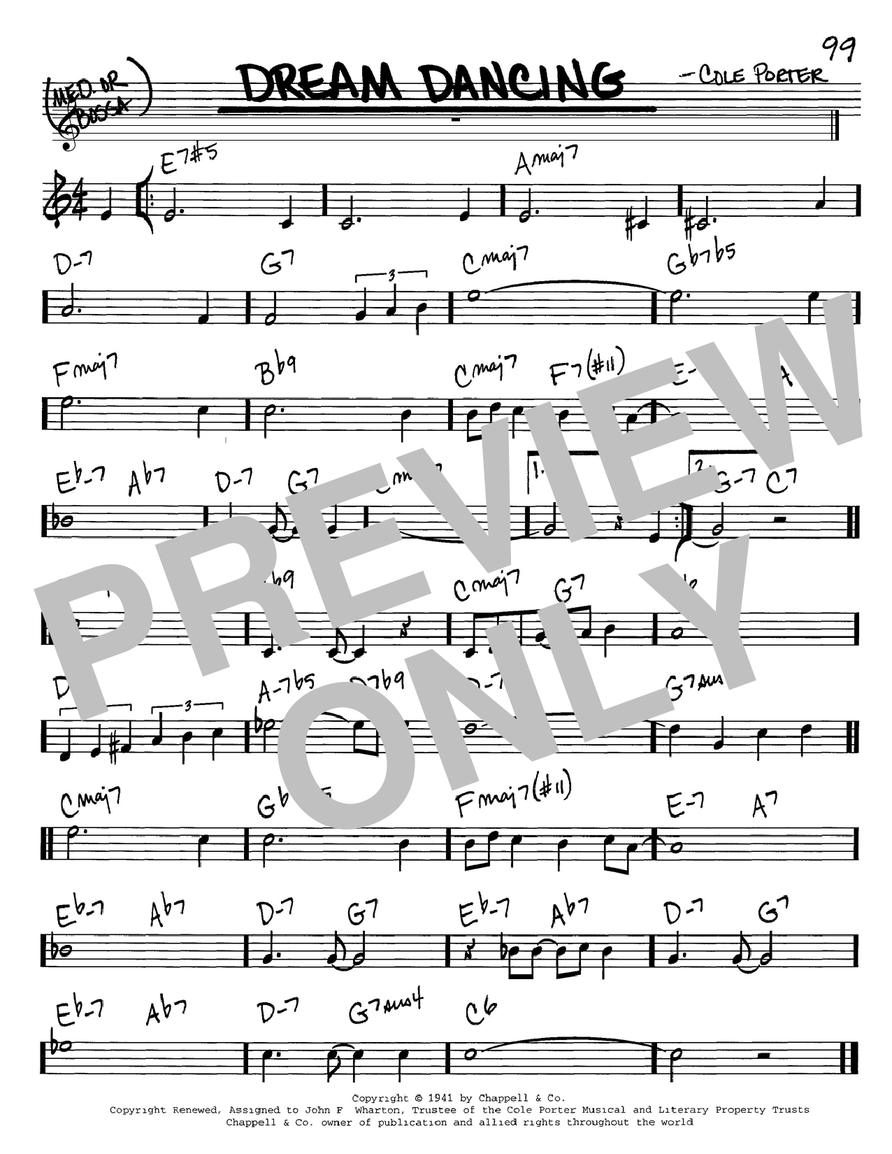 Cole Porter Dream Dancing sheet music notes and chords. Download Printable PDF.