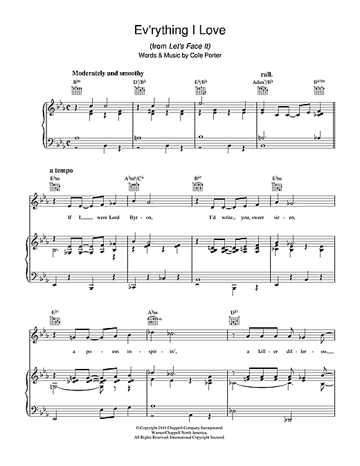 Cole Porter Ev'rything I Love sheet music notes and chords. Download Printable PDF.