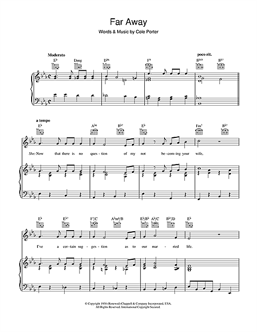 Cole Porter Far Away sheet music notes and chords. Download Printable PDF.