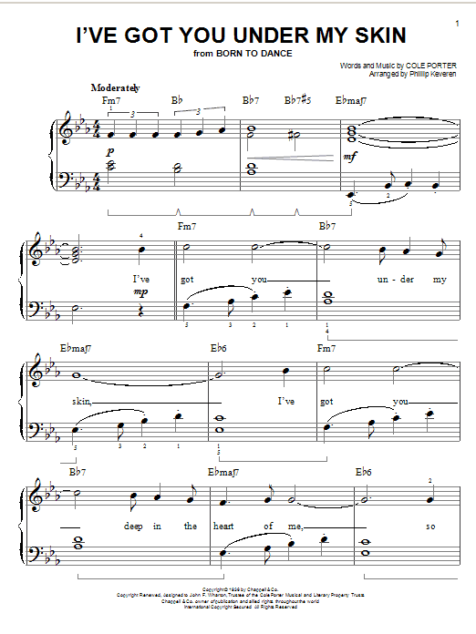 Cole Porter I've Got You Under My Skin sheet music notes and chords. Download Printable PDF.
