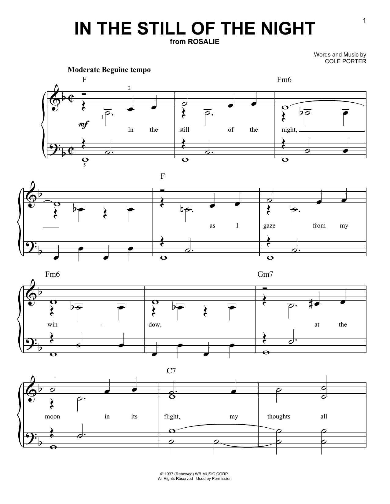 Learn to play Cole Porter In The Still Of The Night sheet music for Easy Piano in minutes. Cole Porter In The Still Of The Night sheet music notes and chords. Download Printable PDF.