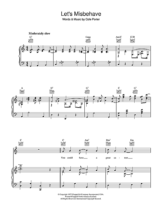 Cole Porter Let's Misbehave sheet music notes and chords. Download Printable PDF.