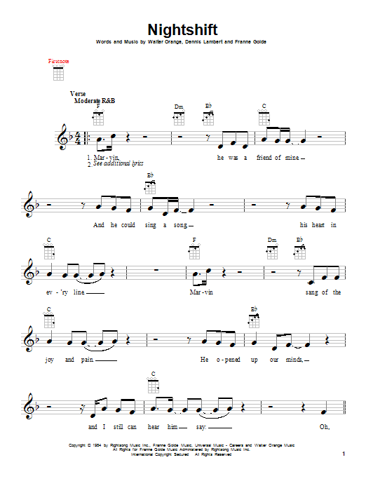 Night Shift Sheet Music | Bob Marley | Guitar Chords/Lyrics