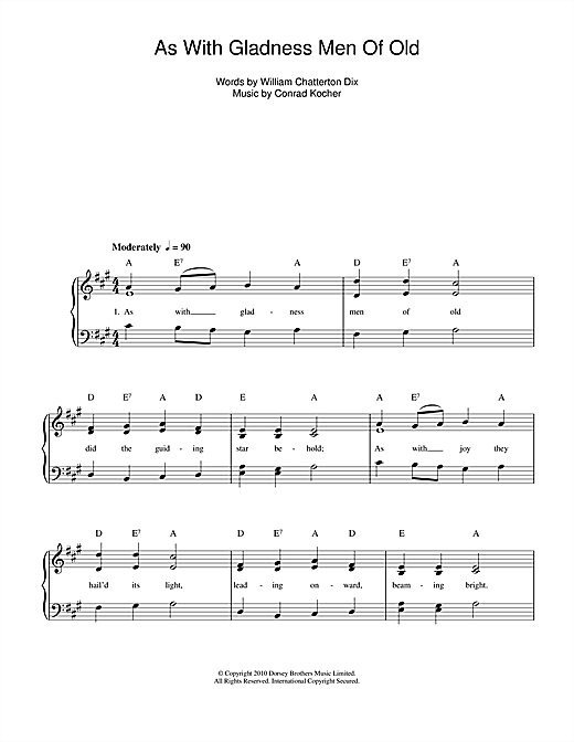 Learn to play Conrad Kocher As With Gladness Men Of Old sheet music for Easy Lead Sheet / Fake Book in minutes. Price: 5.9900$ Conrad Kocher As With Gladness Men Of Old sheet music notes and chords arranged for Easy Lead Sheet / Fake Book