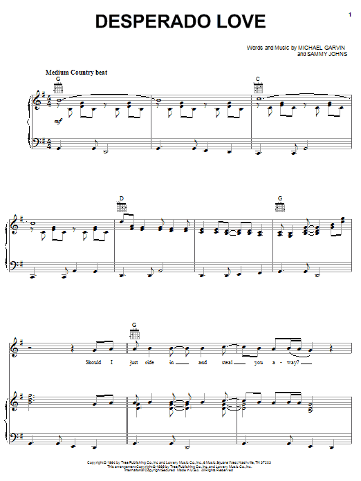 Conway Twitty Desperado Love sheet music notes and chords. Download Printable PDF.