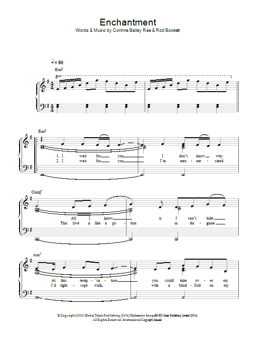 Corinne Bailey Rae Enchantment sheet music notes and chords. Download Printable PDF.