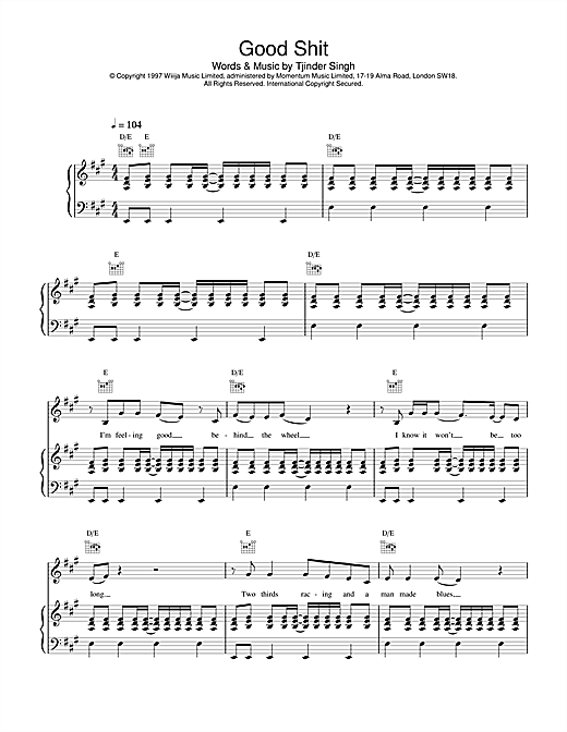 Learn to play Cornershop Good Shit sheet music for Piano, Vocal & Guitar in minutes. Price: 6.9900$ Cornershop Good Shit sheet music notes and chords. Download Printable PDF.