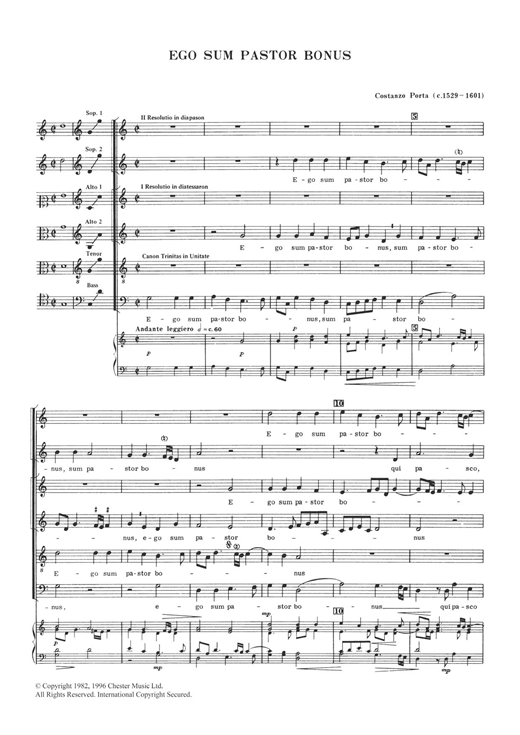Learn to play Costanzo Porta Ego Sum Pastor Bonus sheet music for SATB Choir in minutes. Costanzo Porta Ego Sum Pastor Bonus sheet music notes and chords. Download Printable PDF.