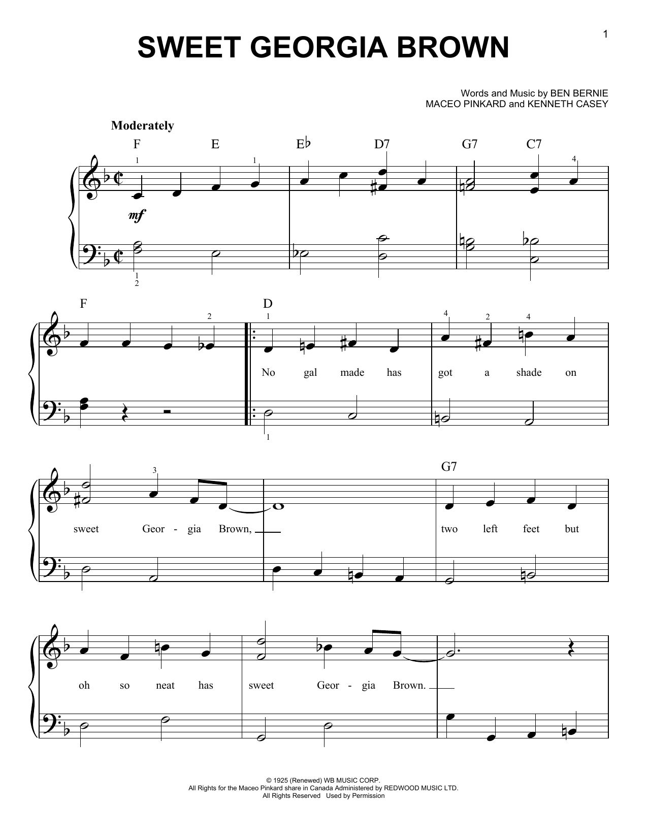 Count Basie Sweet Georgia Brown sheet music notes and chords - Download Printable PDF and start playing in minutes.