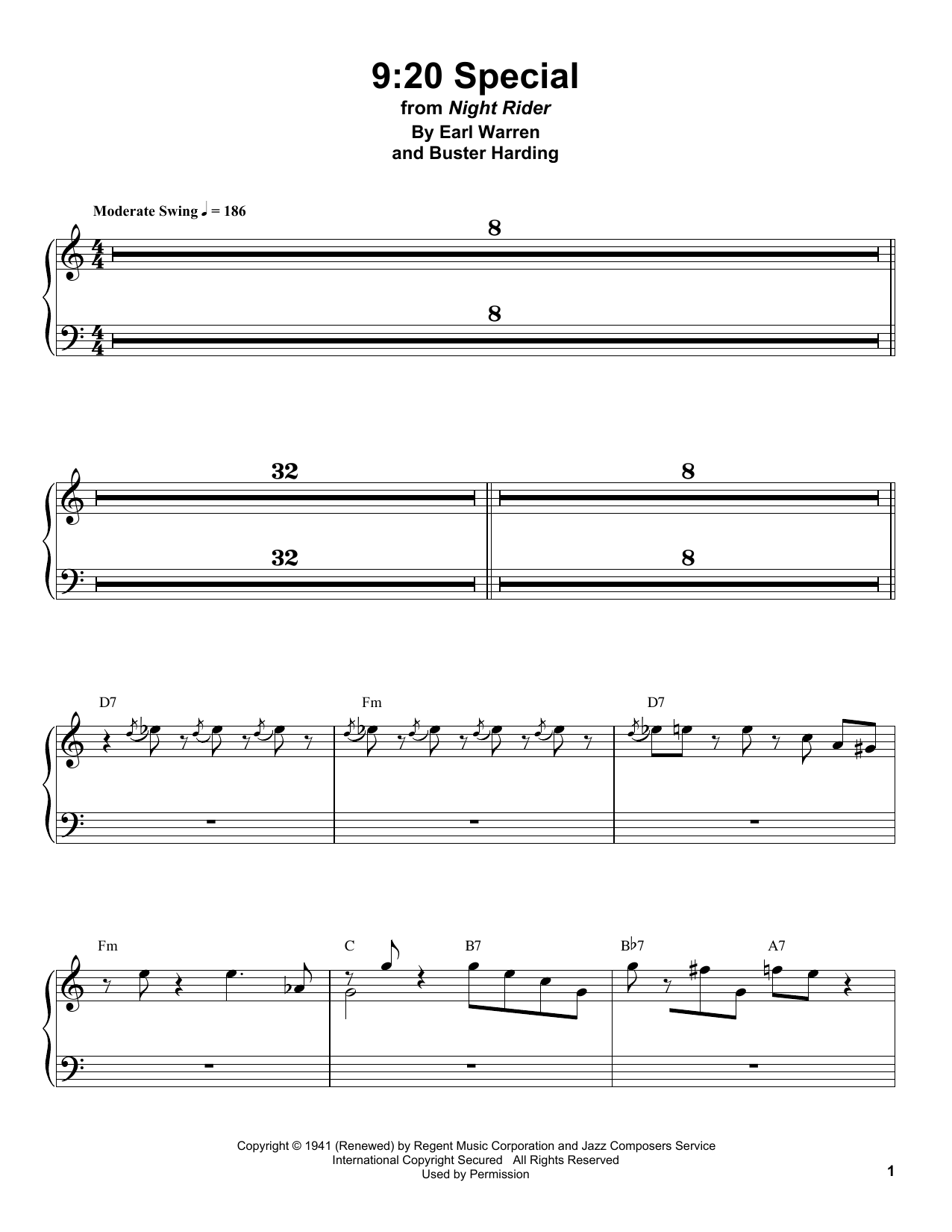 Count Basie 9:20 Special sheet music notes and chords. Download Printable PDF.