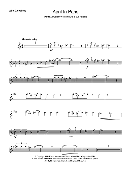 Count Basie April In Paris sheet music notes and chords. Download Printable PDF.