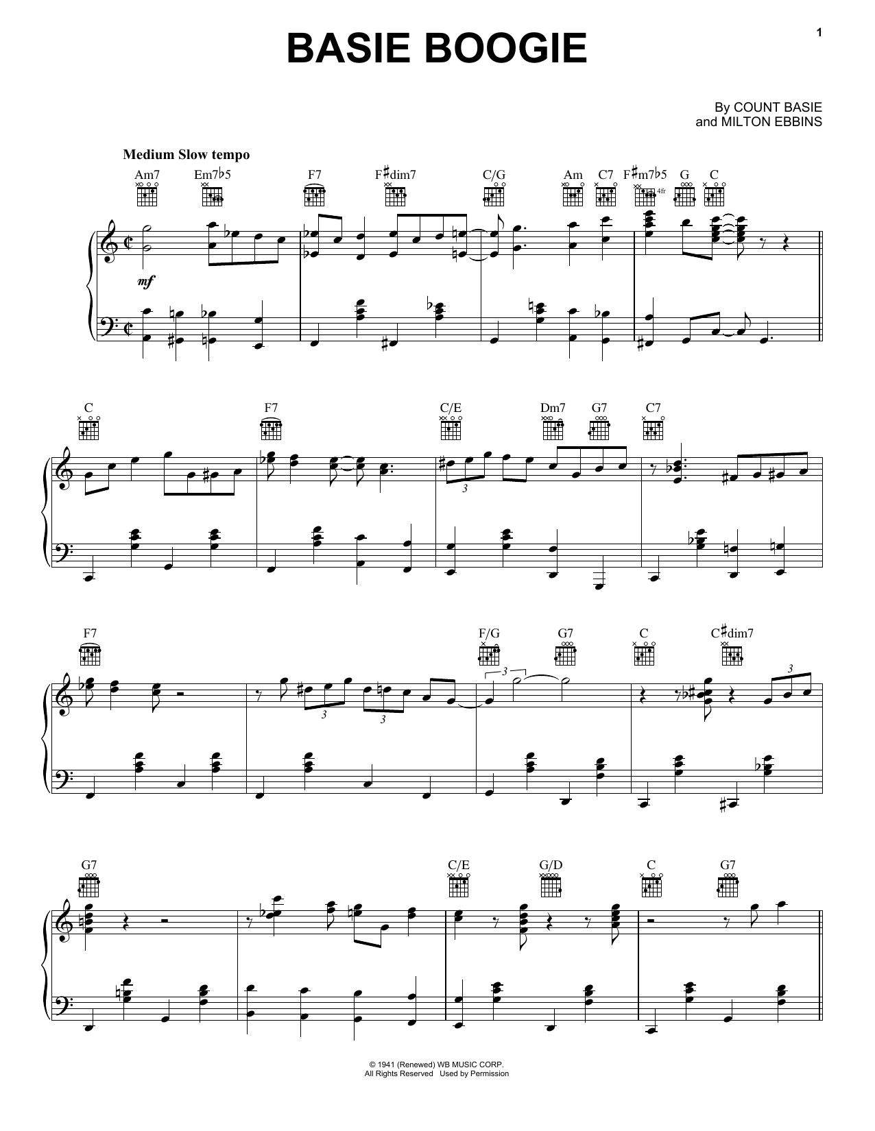 Count Basie Basie Boogie Sheet Music Pdf Notes Chords Jazz Score Piano Vocal Guitar Right Hand Melody Download Printable Sku