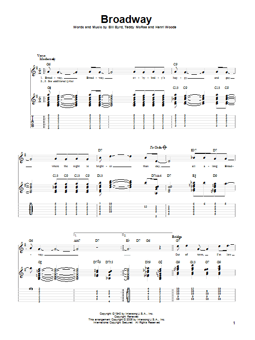 Count Basie Broadway sheet music notes and chords. Download Printable PDF.