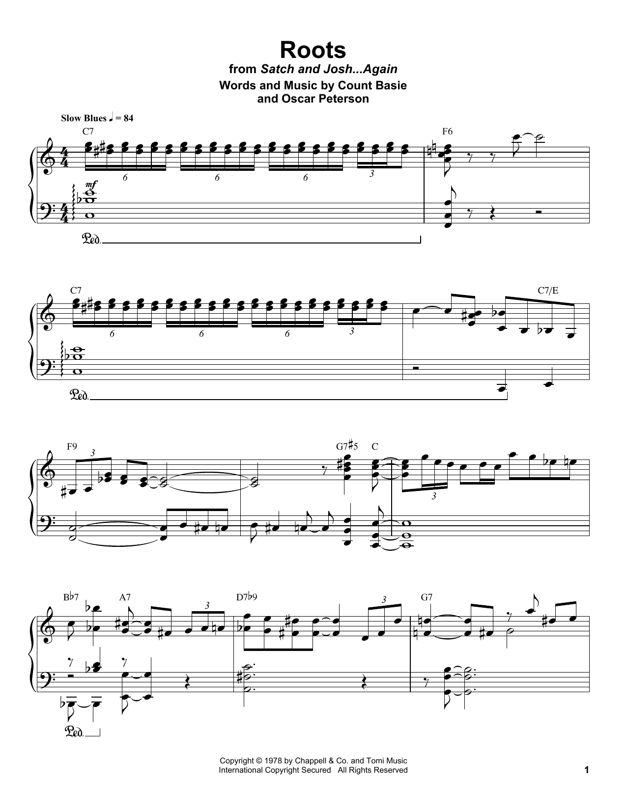 Count Basie Roots sheet music notes and chords. Download Printable PDF.