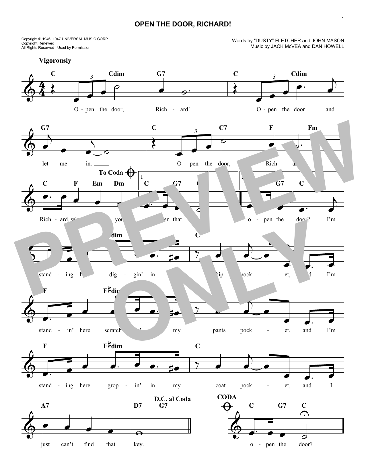 Learn to play Count Basie and His Orchestra Open The Door, Richard! sheet music for Lead Sheet / Fake Book in minutes. Count Basie and His Orchestra Open The Door, Richard! sheet music notes and chords. Download Printable PDF.