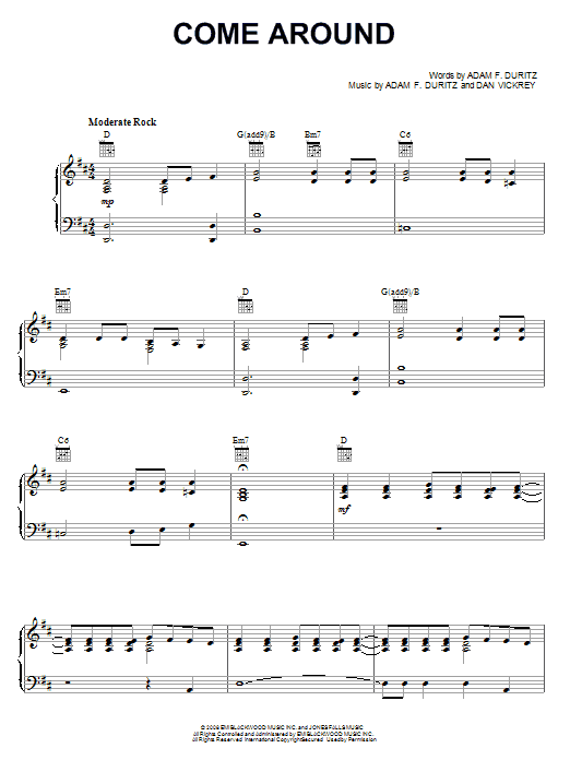 Counting Crows Come Around sheet music notes and chords. Download Printable PDF.