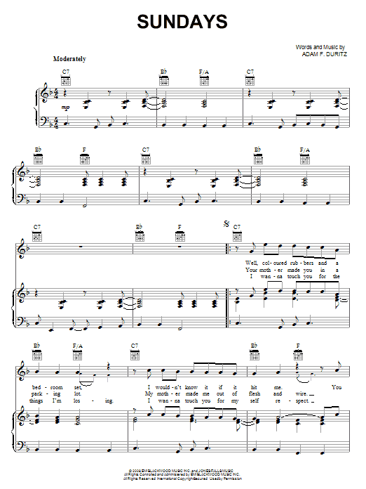 Counting Crows Sundays sheet music notes and chords. Download Printable PDF.