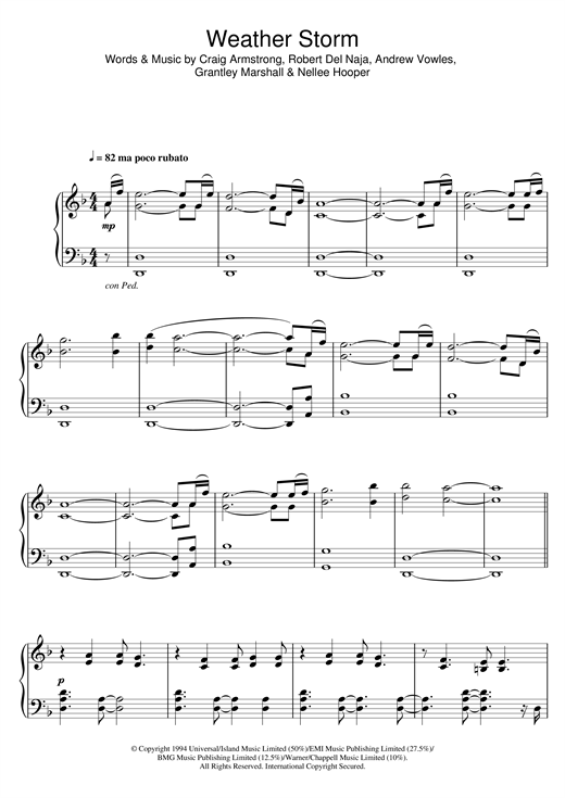 Craig Armstrong Weather Storm sheet music notes and chords. Download Printable PDF.