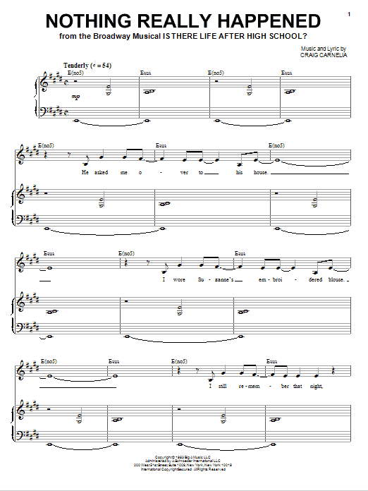 Craig Carnelia Nothing Really Happened sheet music notes and chords. Download Printable PDF.