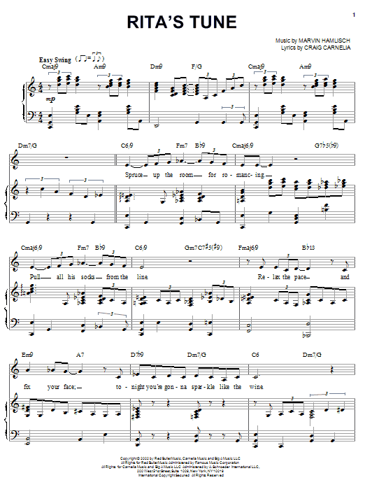 Craig Carnelia Rita's Tune sheet music notes and chords. Download Printable PDF.