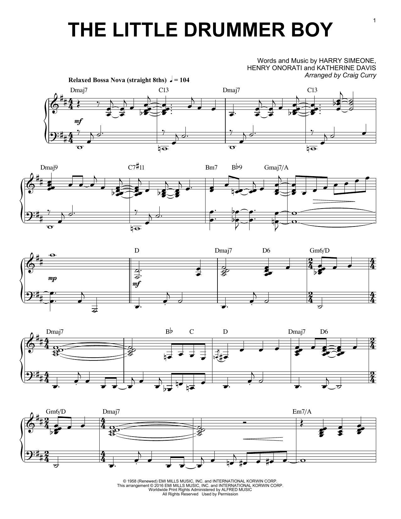 Learn to play Craig Curry The Little Drummer Boy sheet music for Piano Solo in minutes. Craig Curry The Little Drummer Boy sheet music notes and chords. Download Printable PDF.