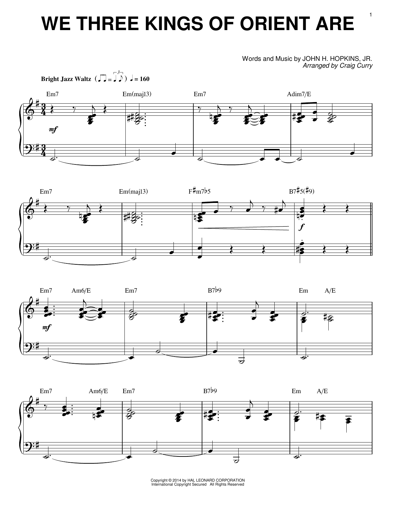 Learn to play Craig Curry We Three Kings Of Orient Are sheet music for Piano Solo in minutes. Craig Curry We Three Kings Of Orient Are sheet music notes and chords. Download Printable PDF.