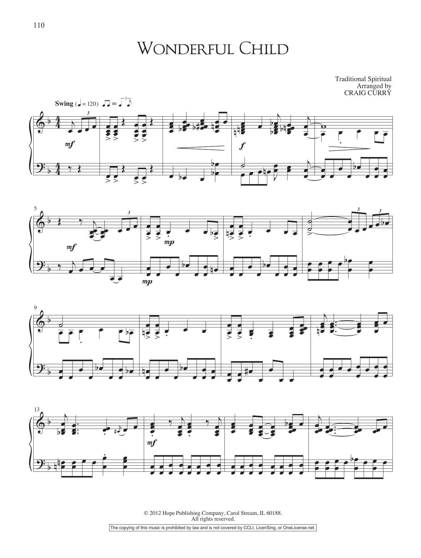 Craig Curry Wonderful Child sheet music notes and chords. Download Printable PDF.