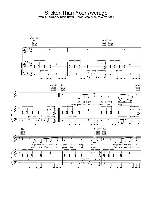 Craig David Slicker Than Your Average sheet music notes and chords. Download Printable PDF.