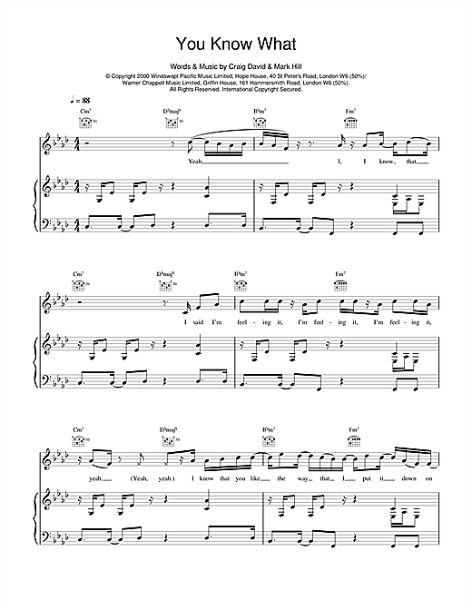 Craig David You Know What sheet music notes and chords. Download Printable PDF.