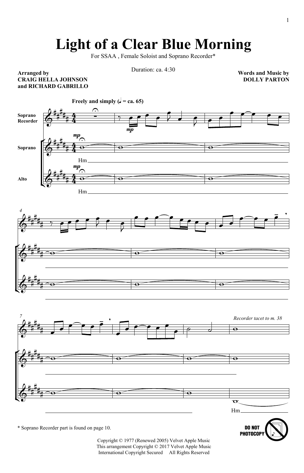 Learn to play Craig Hella Johnson Light Of A Clear Blue Morning sheet music for SSA Choir in minutes. Craig Hella Johnson Light Of A Clear Blue Morning sheet music notes and chords. Download Printable PDF.