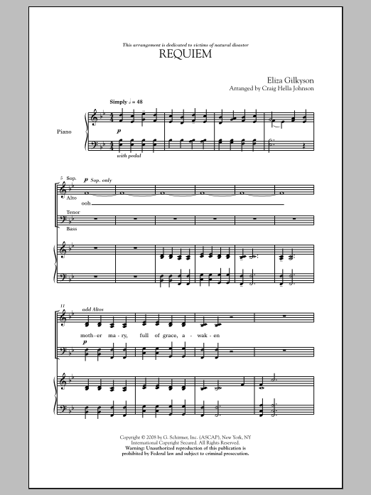 Learn to play Craig Hella Johnson Requiem sheet music for SATB Choir in minutes. Craig Hella Johnson Requiem sheet music notes and chords. Download Printable PDF.