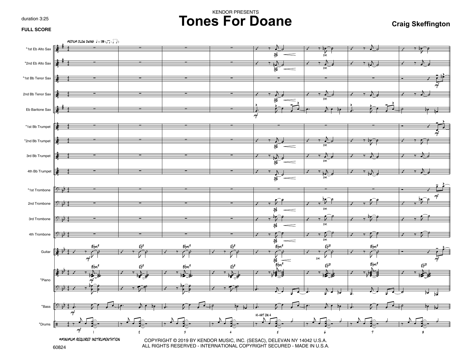 Learn to play Craig Skeffington Tones For Doane - Full Score sheet music for Jazz Ensemble in minutes. Craig Skeffington Tones For Doane - Full Score sheet music notes and chords. Download Printable PDF.