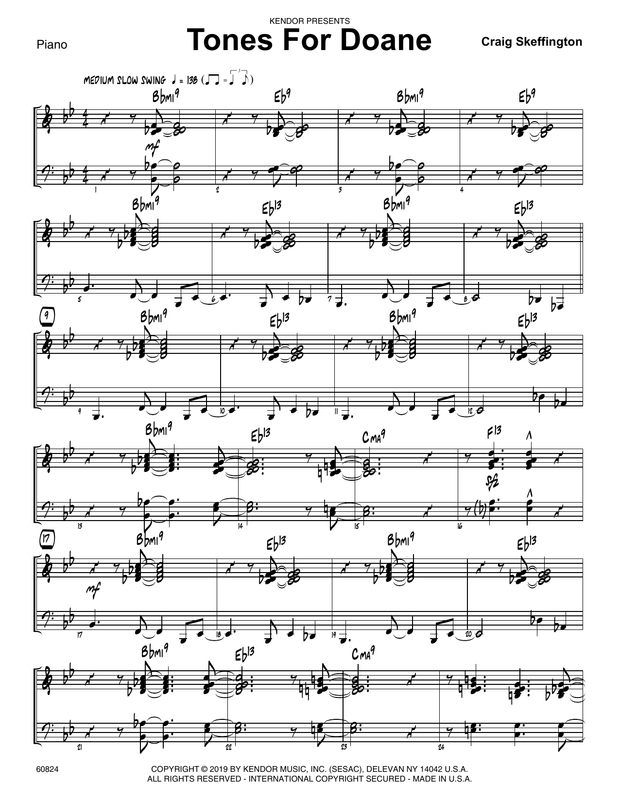 Learn to play Craig Skeffington Tones For Doane - Piano sheet music for Jazz Ensemble in minutes. Craig Skeffington Tones For Doane - Piano sheet music notes and chords. Download Printable PDF.