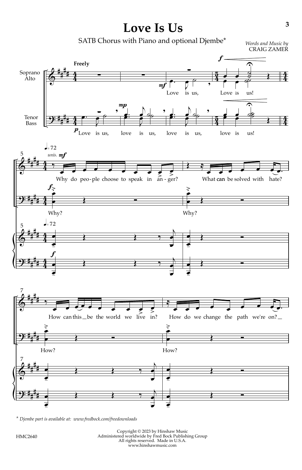 Craig Zamer Love Is Us sheet music notes and chords. Download Printable PDF.