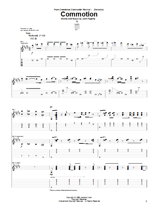 Creedence Clearwater Revival Commotion sheet music notes and chords. Download Printable PDF.