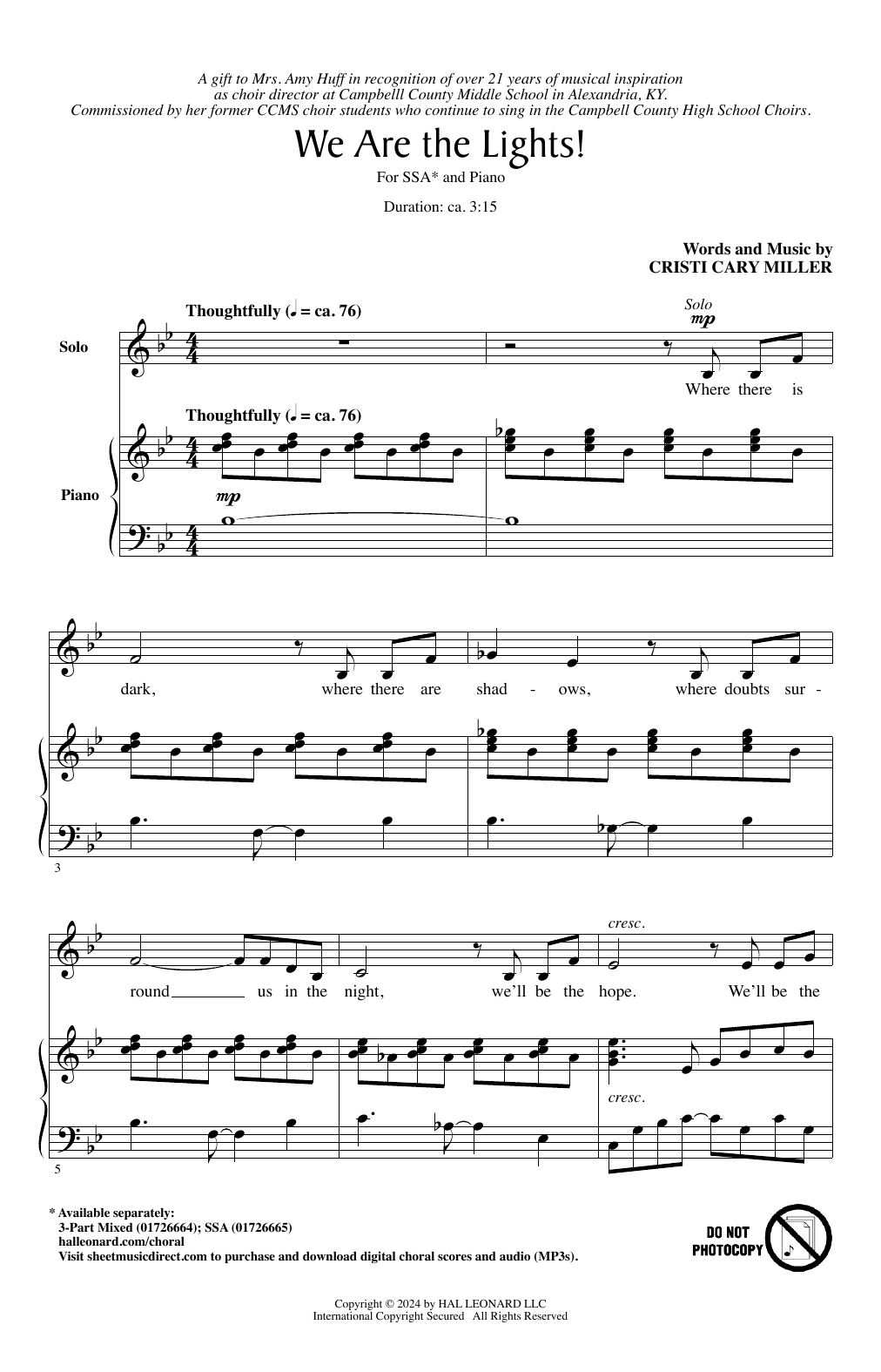 Cristi Cary Miller We Are The Lights! sheet music notes and chords. Download Printable PDF.