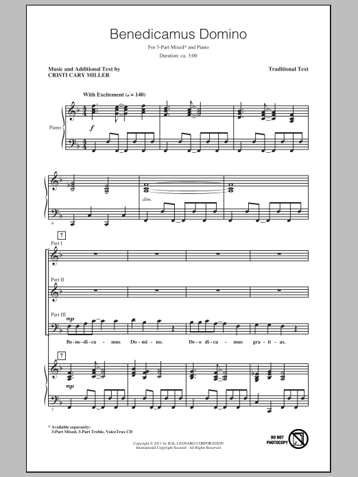 Cristi Cary Miller Benedicamus Domino sheet music notes and chords. Download Printable PDF.