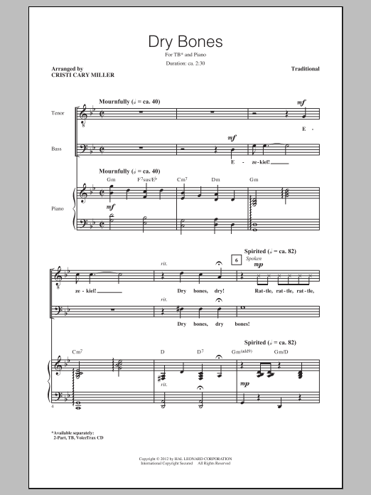 Traditional Dry Bones (arr. Cristi Cary Miller) sheet music notes and chords. Download Printable PDF.