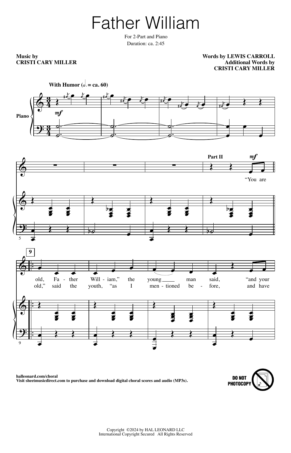 Cristi Cary Miller Father William sheet music notes and chords. Download Printable PDF.