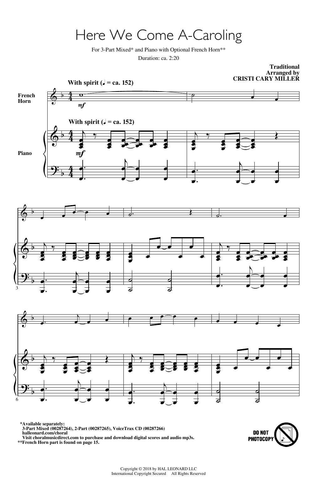 Learn to play Cristi Cary Miller Here We Come A-Caroling sheet music for 2-Part Choir in minutes. Price: 3.9900$ Cristi Cary Miller Here We Come A-Caroling sheet music notes and chords arranged for 2-Part Choir