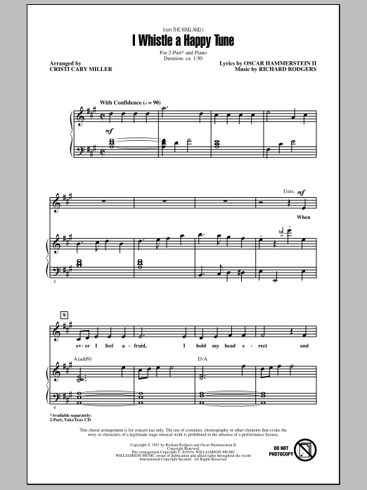 Learn to play Cristi Cary Miller I Whistle A Happy Tune sheet music for 2-Part Choir in minutes. Price: 3.9900$ Cristi Cary Miller I Whistle A Happy Tune sheet music notes and chords arranged for 2-Part Choir