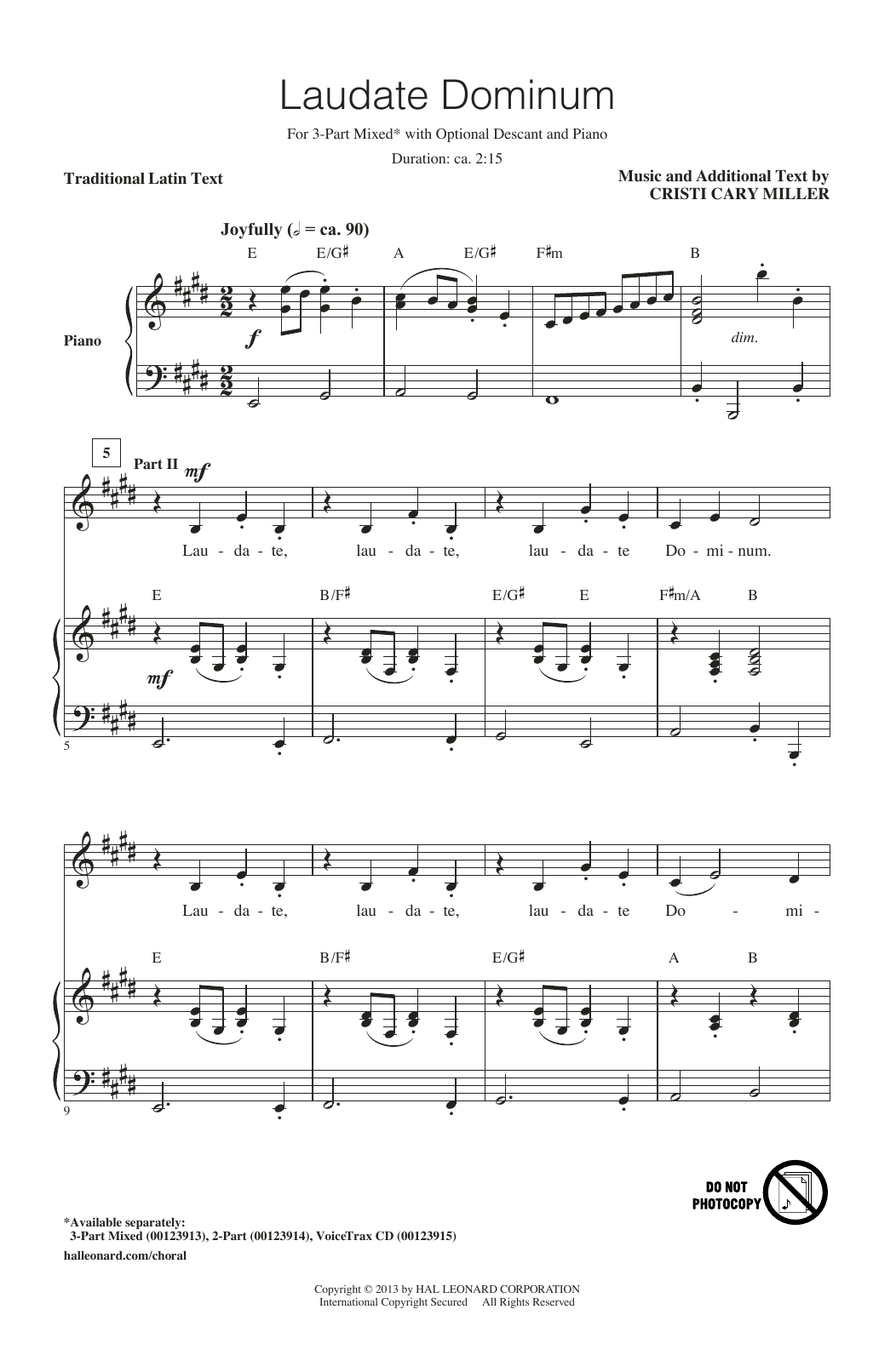 Cristi Cary Miller Laudate Dominum sheet music notes and chords. Download Printable PDF.