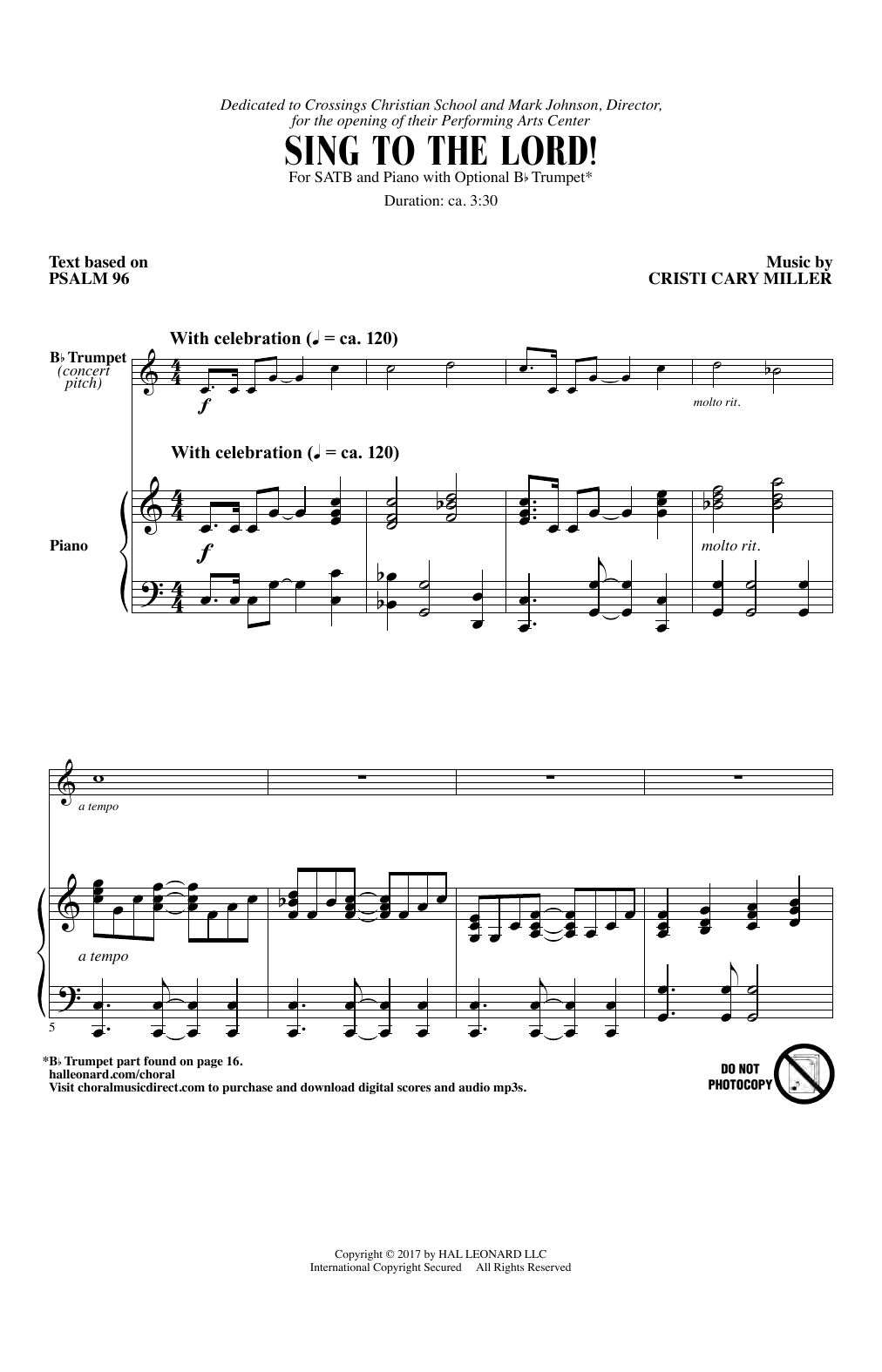 Cristi Cary Miller Sing To The Lord! sheet music notes and chords arranged for SATB Choir