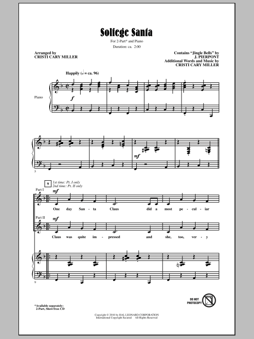 Cristi Cary Miller Solfege Santa sheet music notes and chords. Download Printable PDF.