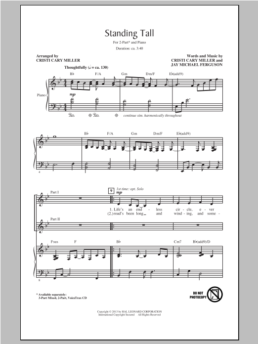 Cristi Cary Miller Standing Tall sheet music notes and chords. Download Printable PDF.